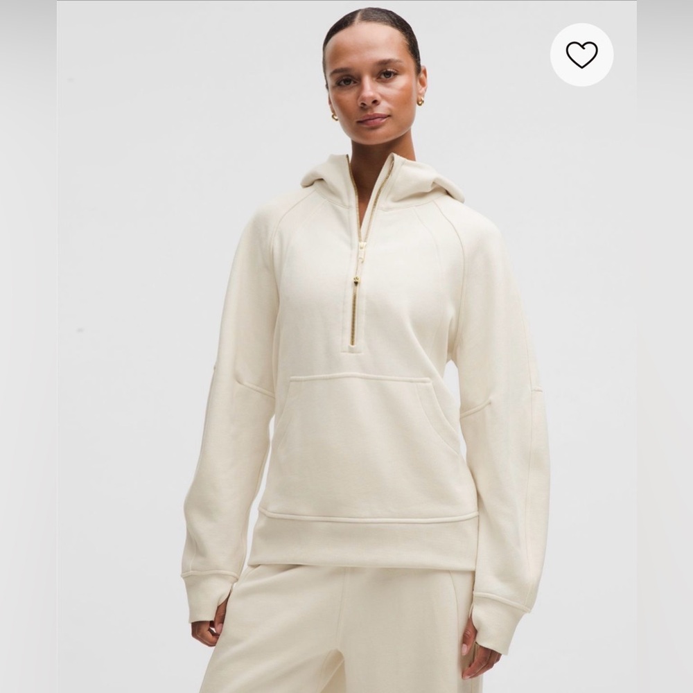 Lululemon Scuba Oversized half-zip Hoodie Long M/L light ivory/gold